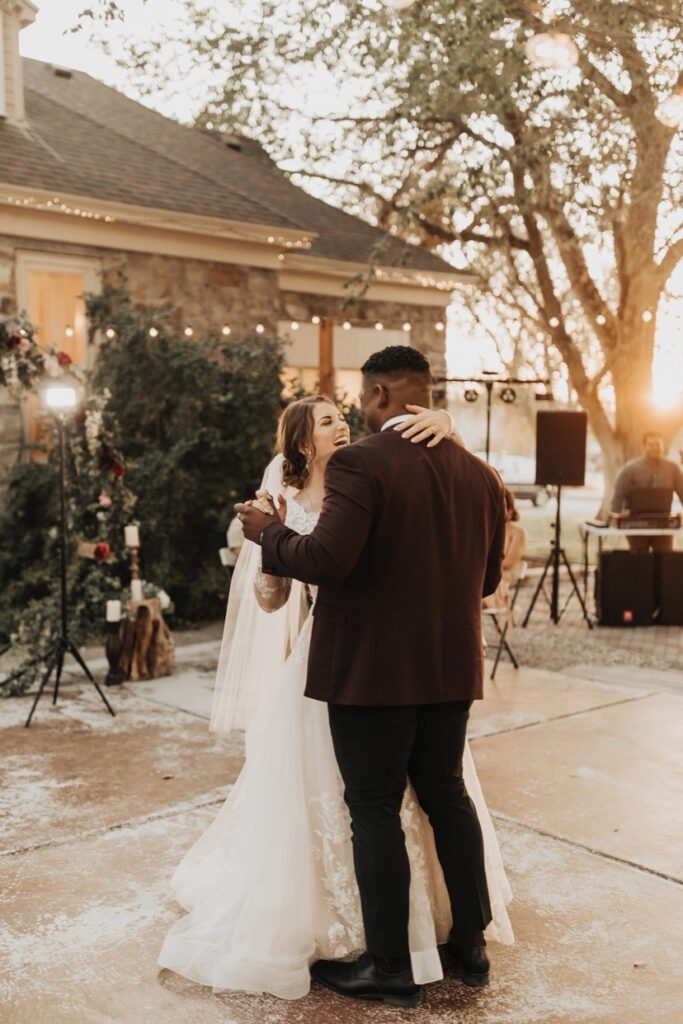 Bride & Groom Dancing at Sunset | Mill Pond Farm Events | Planning an Outdoor Wedding | Outdoor Reception Wedding in Utah