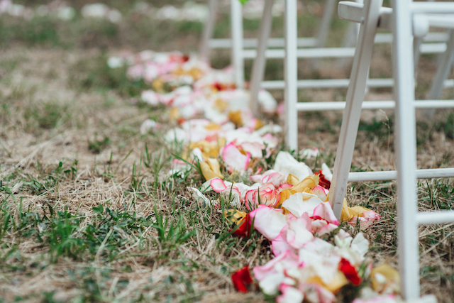 Summer Flower Pedals as Aisle Wedding Decor | Utah's Best Wedding Venues in Nature | Nature Themed Wedding Decor and Ideas