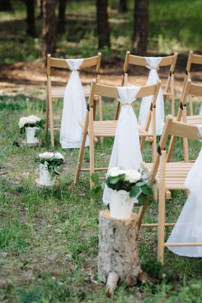 White Outdoor Wedding Aisle Decor | Creative Wedding Ceremony Decorations Outdoor | Lush Greenery Outdoor Wedding Ideas